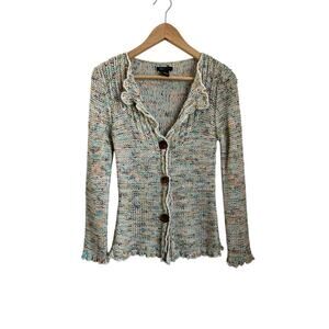 BCBGMaxAzria Y2K Knit Cardigan Sweater Medium Vintage Chic Layering Top